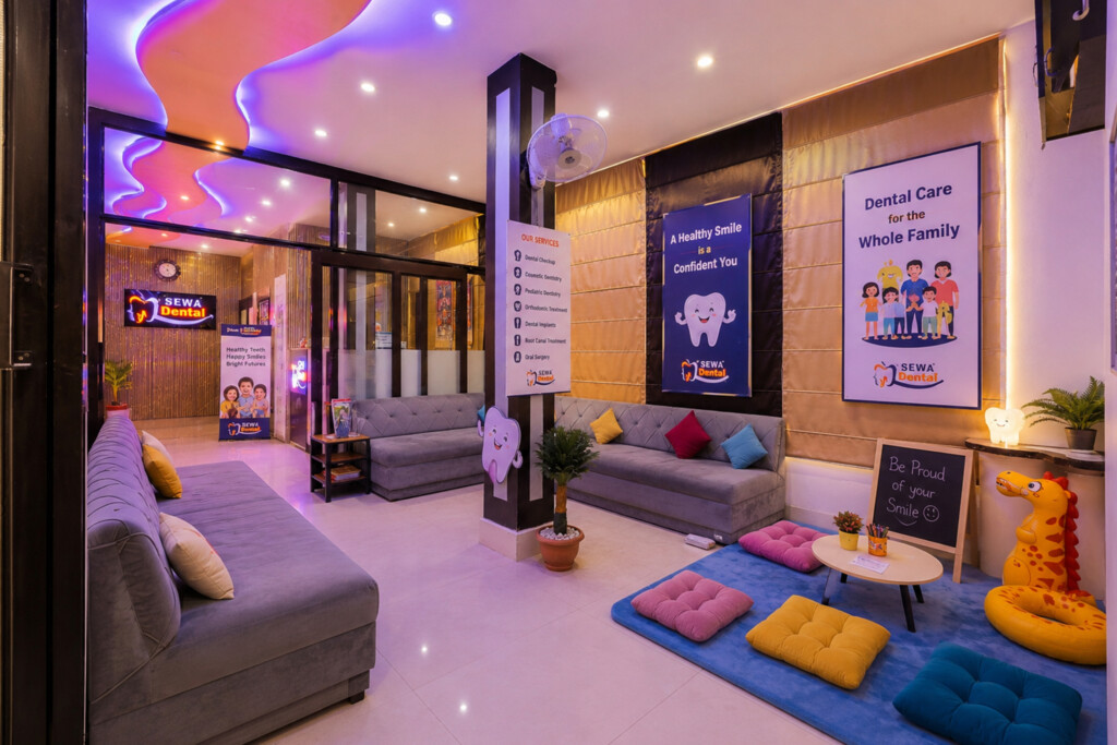 special wating and playing space for kids dentistry at sewa dental clinic varanasi